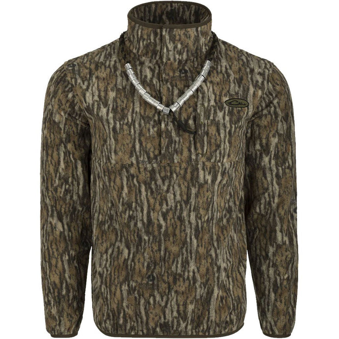 Drake MST Camo Camp Fleece 1/4 Placket Pullover Mens Jackets- Fort Thompson