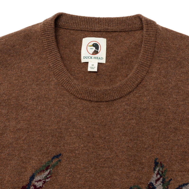 Load image into Gallery viewer, Duck Head Flying Mallard Intarsia Merino Crewneck Sweater Mens Shirts - Fort Thompson
