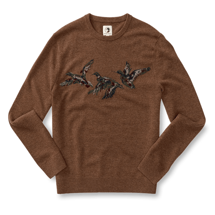 Duck Head Flying Mallard Intarsia Merino Crewneck Sweater Mens Shirts - Fort Thompson