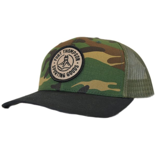 Fort Thompson Capture Pre - Curved Trucker Camo Cap FT Mens Hats - Fort Thompson