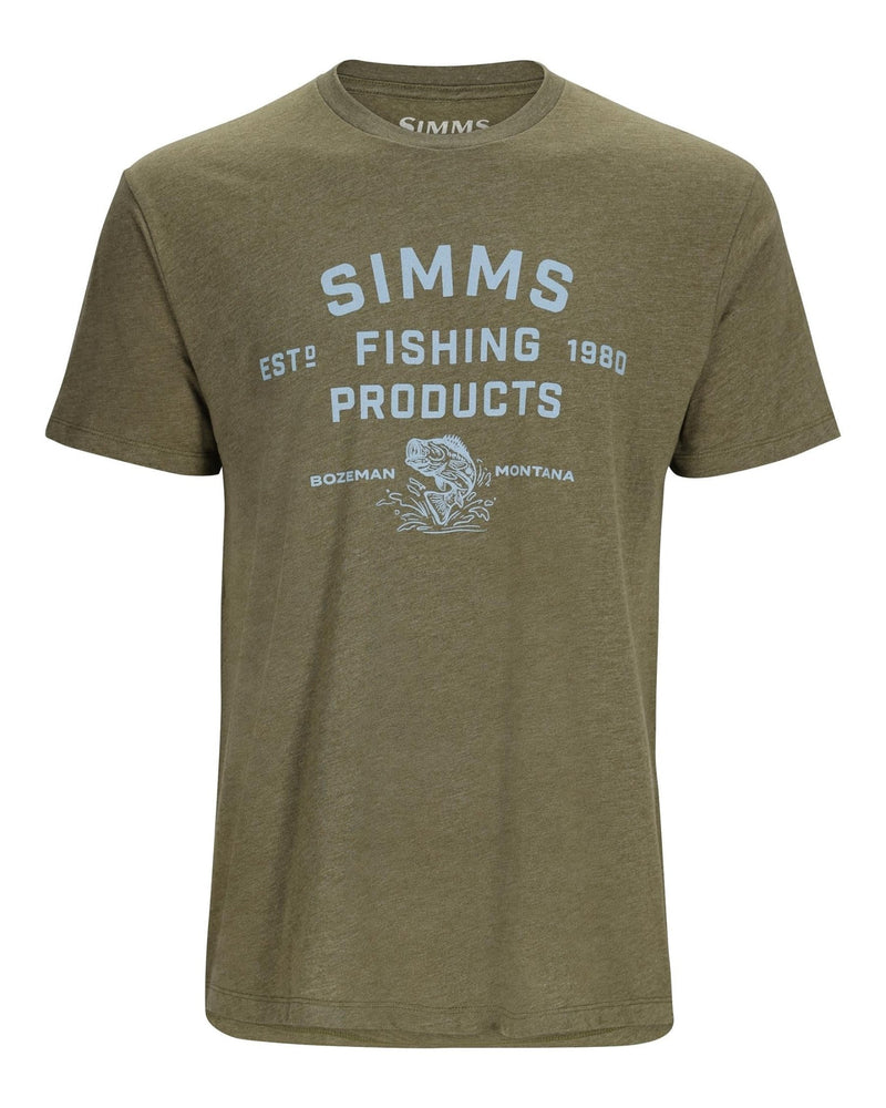 Load image into Gallery viewer, Simms Men&#39;s Stacked Logo Bass T-Shirt Mens T-Shirts- Fort Thompson
