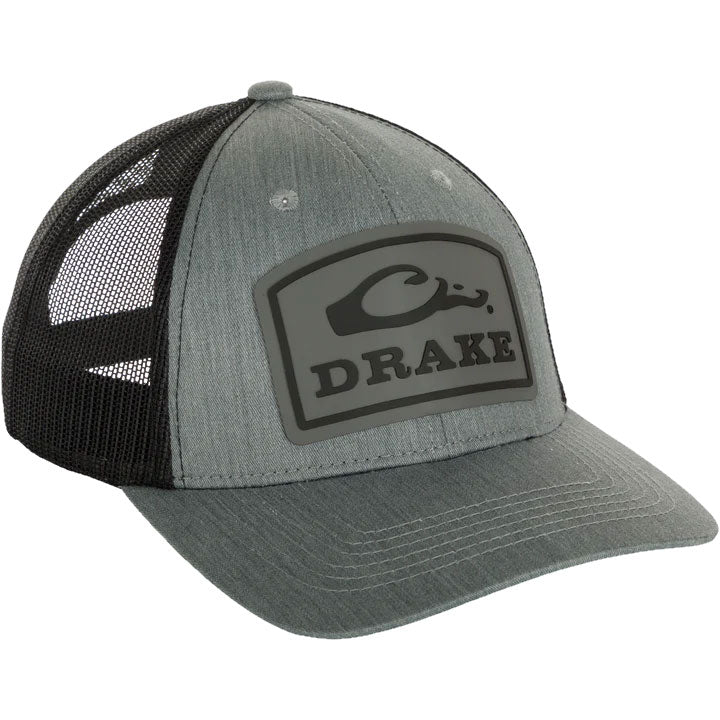 Load image into Gallery viewer, Drake Badge Logo Mesh Cap in grey with a black breathable mesh back and an embroidered Drake logo on the front.
