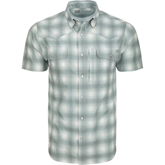 Drake Cinco Ranch Western Plaid Shirt S/S in the color Monument Grey.