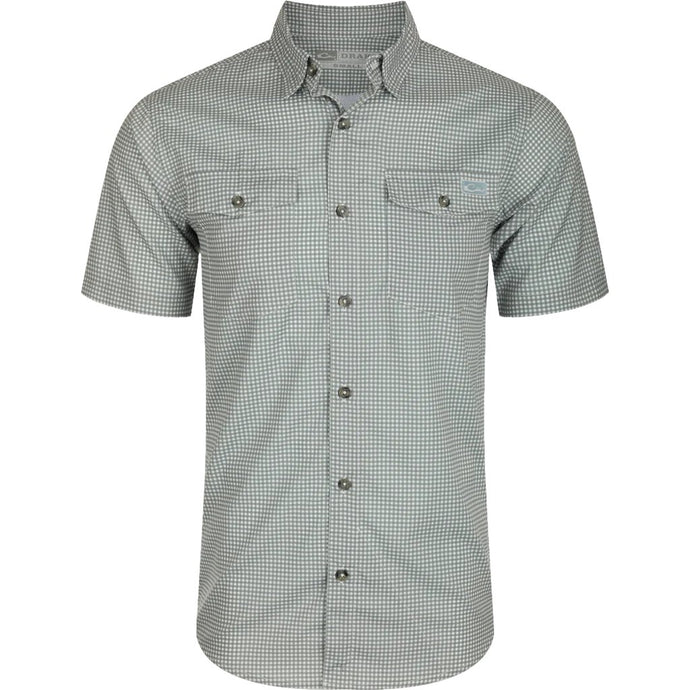 Drake Frat Gingham Check Shirt S/S in the color Monument Grey.