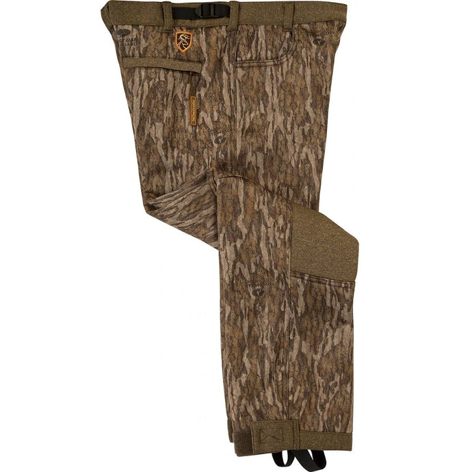 Drake Silencer Soft Shell Pants with Agion Active XL in the color Mossy Oak Bottomland.