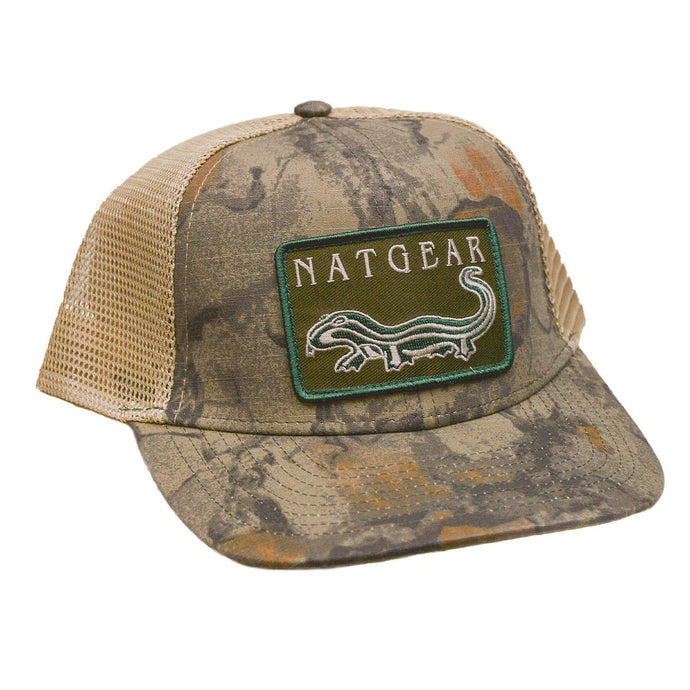 Natural Gear Lost Hat Co. Retro Logo Slate Cap with the Natural Gear logo including a gecko.