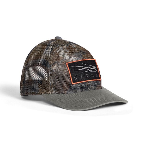 Sitka Icon Optifade Mesh Mid Pro Trucker in the color Woodsmoke Timber.