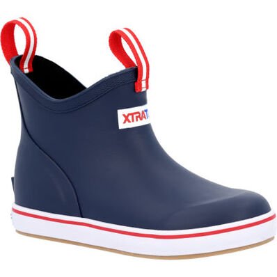 Load image into Gallery viewer, Xtratuf Kid&#39;s Ankle Deck Boot in the color Navy.
