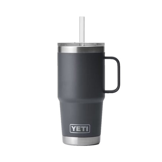 Yeti Rambler 25 OZ Straw Mug in the color Charcoal.